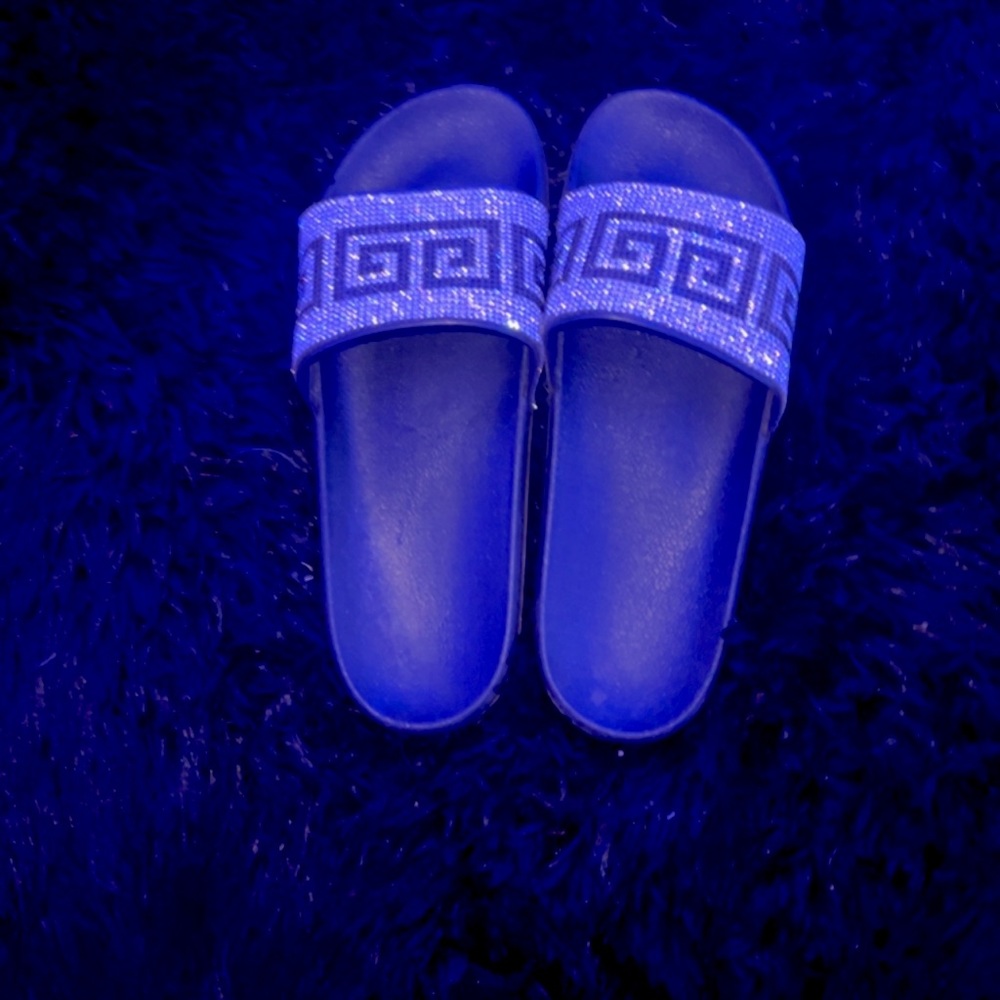 Greek Pattern Crystal Pave Slipper